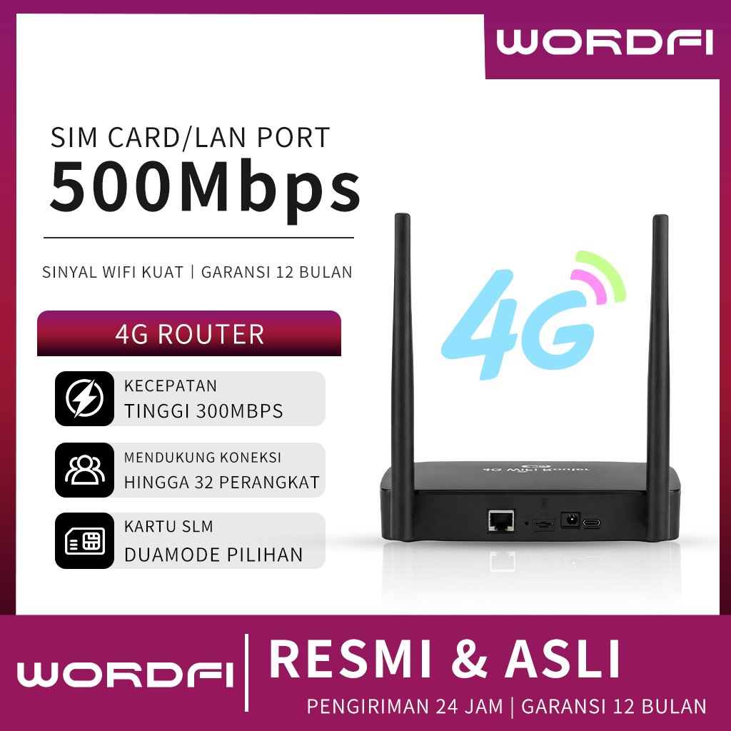 Jual WORDFI 500Mbps Router dengan Dukungan Kartu SIM Cocok untuk ...