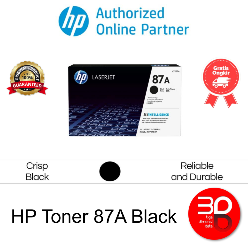 HP Toner 87A Black LaserJet Cartridge Original [CF287A]
