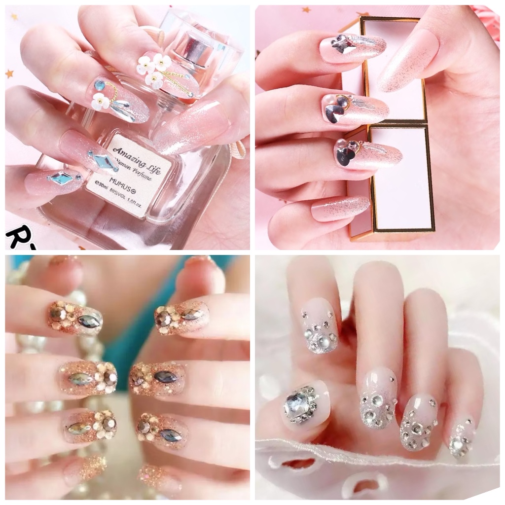 24 pcs KUKU PALSU PENGANTIN 3D - Press On - Siap Tempel - Kondangan - Glamour - NAILART WEDDING PESTA PREMIUM MURAH | WFN