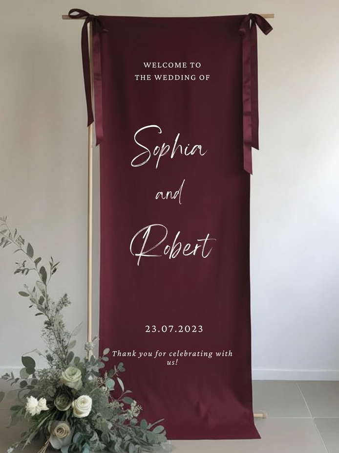 Jual WEDDING WELCOME SIGN KAIN SATIN 60X150 CM CUSTOM | Shopee Indonesia