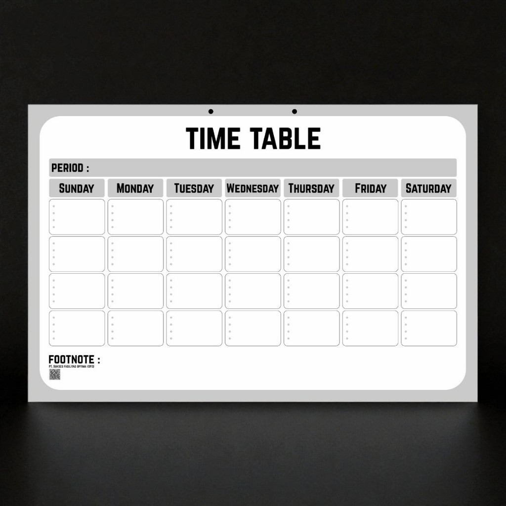 Jual SFO - Time Table Lembaran Whiteboard Double Side Papan Tulis ...
