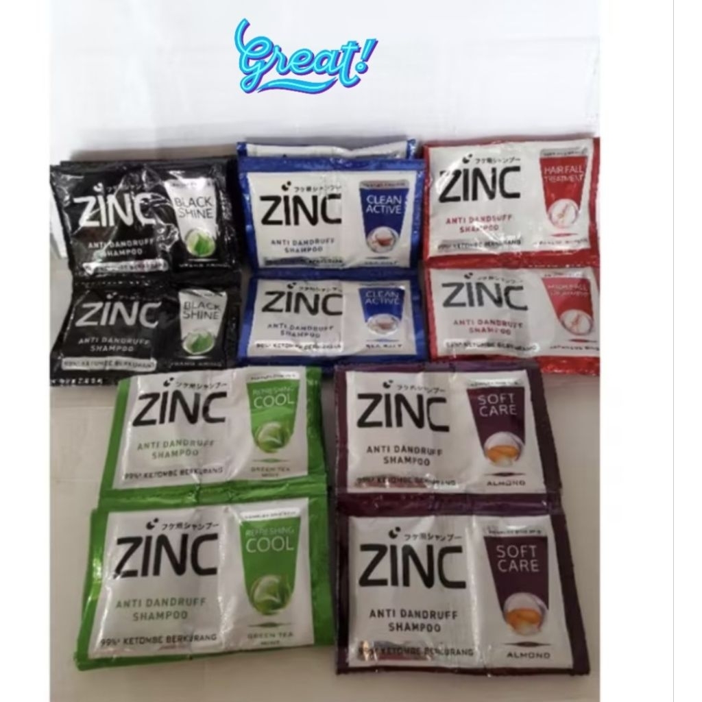 Jual Zinc Shampoo Perawatan rambut rontok isi 12 saset | Shopee Indonesia