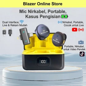 Blazer Magnetic Wireless Microphone Clip On Type C IOS Dual Port With Charging Case For Live