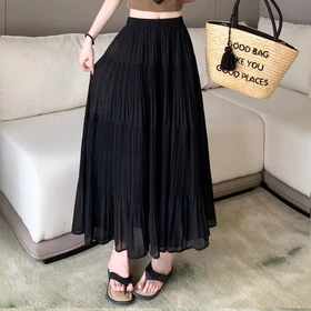 Prizona Rok Plisket Wanita Premium Flare Ruffle Susun Korean Style Layer Skirt Flowy Elegan