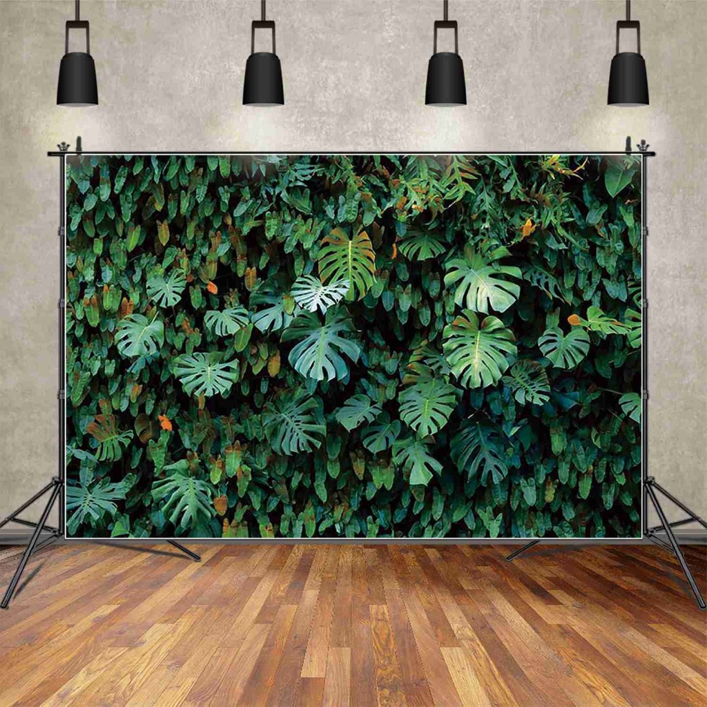 Kain latar bermotif daun palem hutan hujan Asia Tenggara tropis untuk dekorasi ruang tamu, kamar tidur, restoran, hotel, hiasan dinding.
