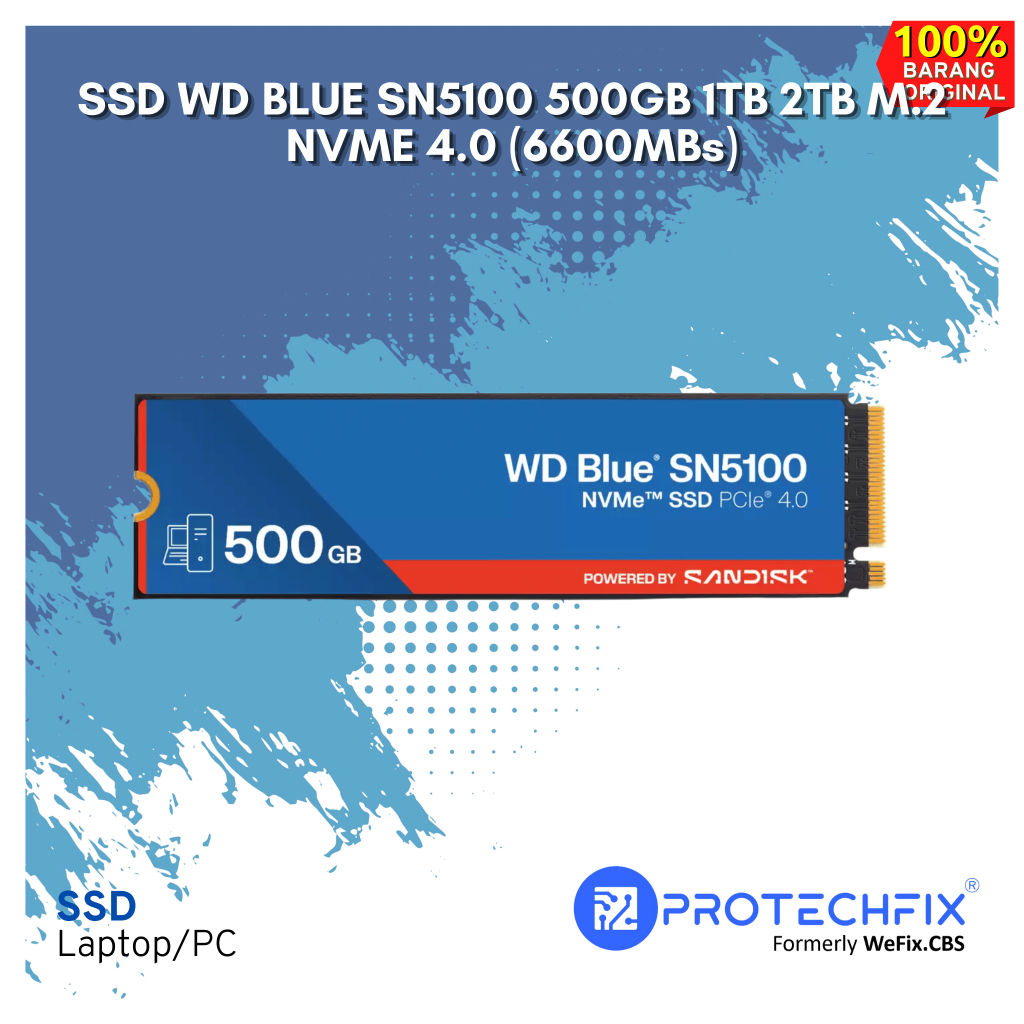 Jual SSD WD BLUE SN5100 500GB 1TB 2TB M.2 NVME 4.0 (6600MBs) | Shopee ...