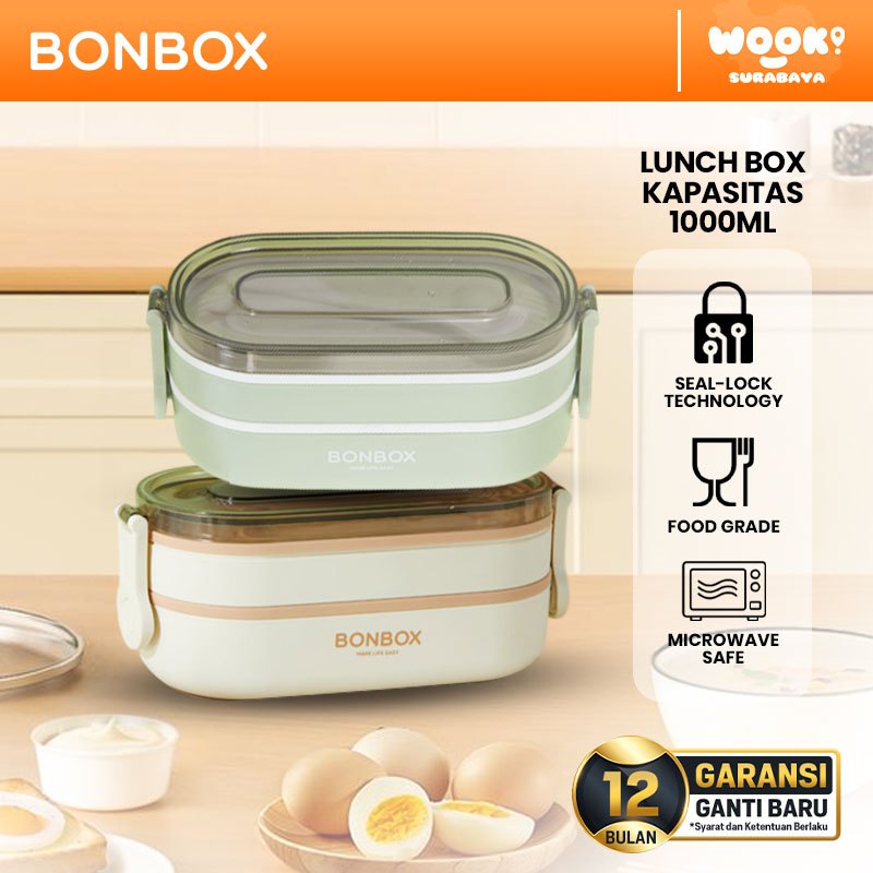 Jual Lunch Box PP BONBOX 1000ML - 2 LAPIS SEKAT ANTI BAU, Material Food ...