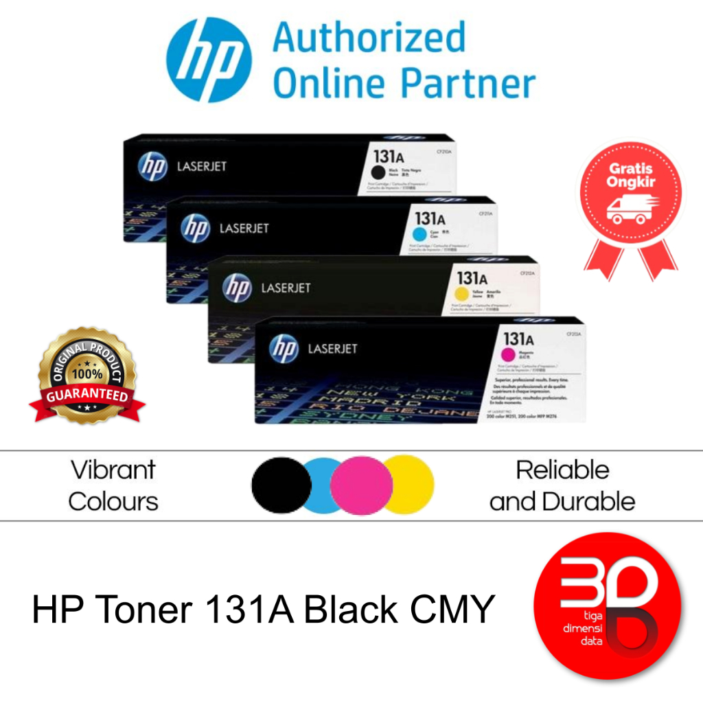 HP Toner 131A Black Cyan Magenta Yellow LaserJet Cartridge Original [CF210A CF211A CF212A CF213A]