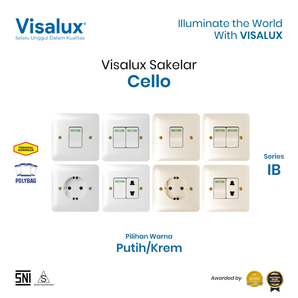 Jual Visalux Saklar Engkel Seri Cello Inbow Warna Putih / Cream - 1G 2G ...