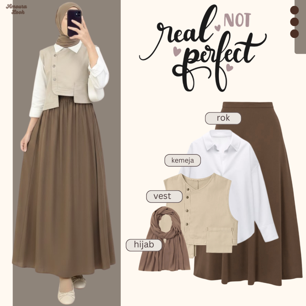 Jual One set Lebaran Remaja ( Vest Elodie + Kemeja + Rok Payung ...
