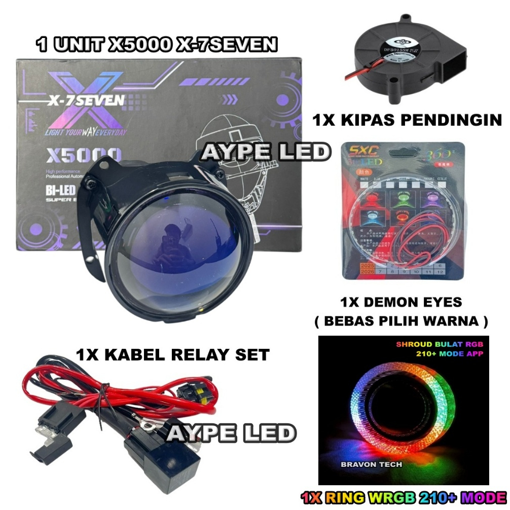 Jual Biled Projector X-7SEVEN X5000 Bluelens 2,5 inch Flat Cut OFF 60 ...
