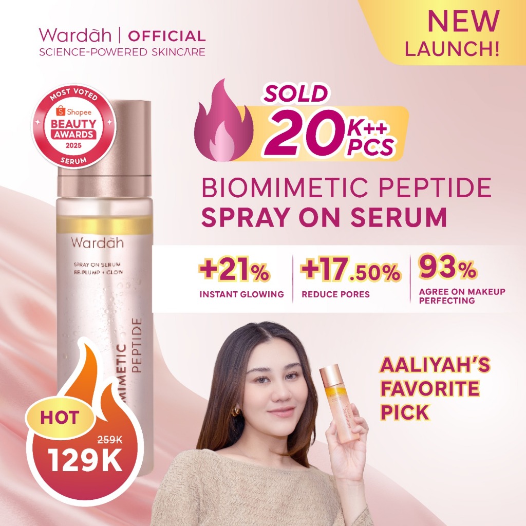 [Wardah Member Exclusive] Wardah Spray On Serum 105 ml - Instant Glowing First Serum Spray - Kulit lebih glowing dan kenyal, Spray Serum, Setting Spray, Radiance Booster, Multifungsi Skincare pendukung Makeup - Skincare