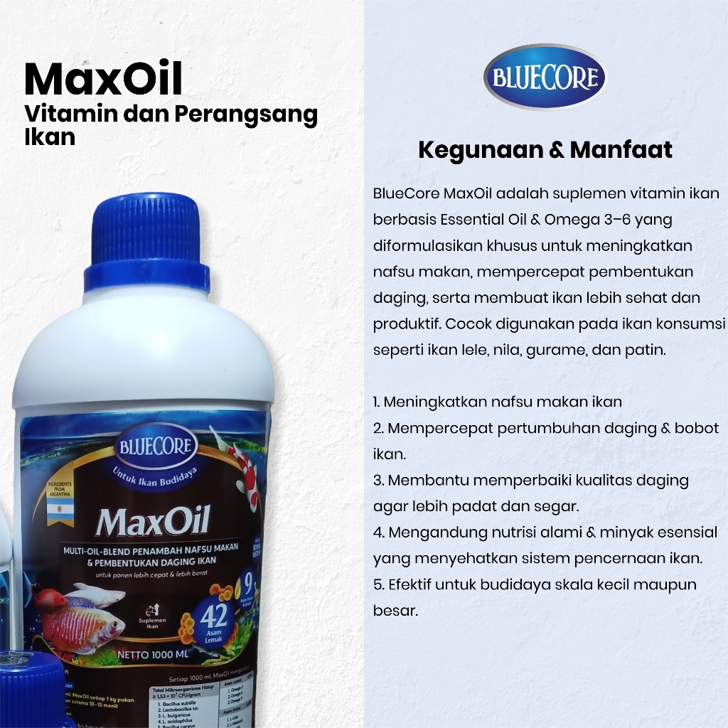 Jual BLUECORE Max Oil Vitamin Ikan & Perangsang Ikan | Shopee Indonesia