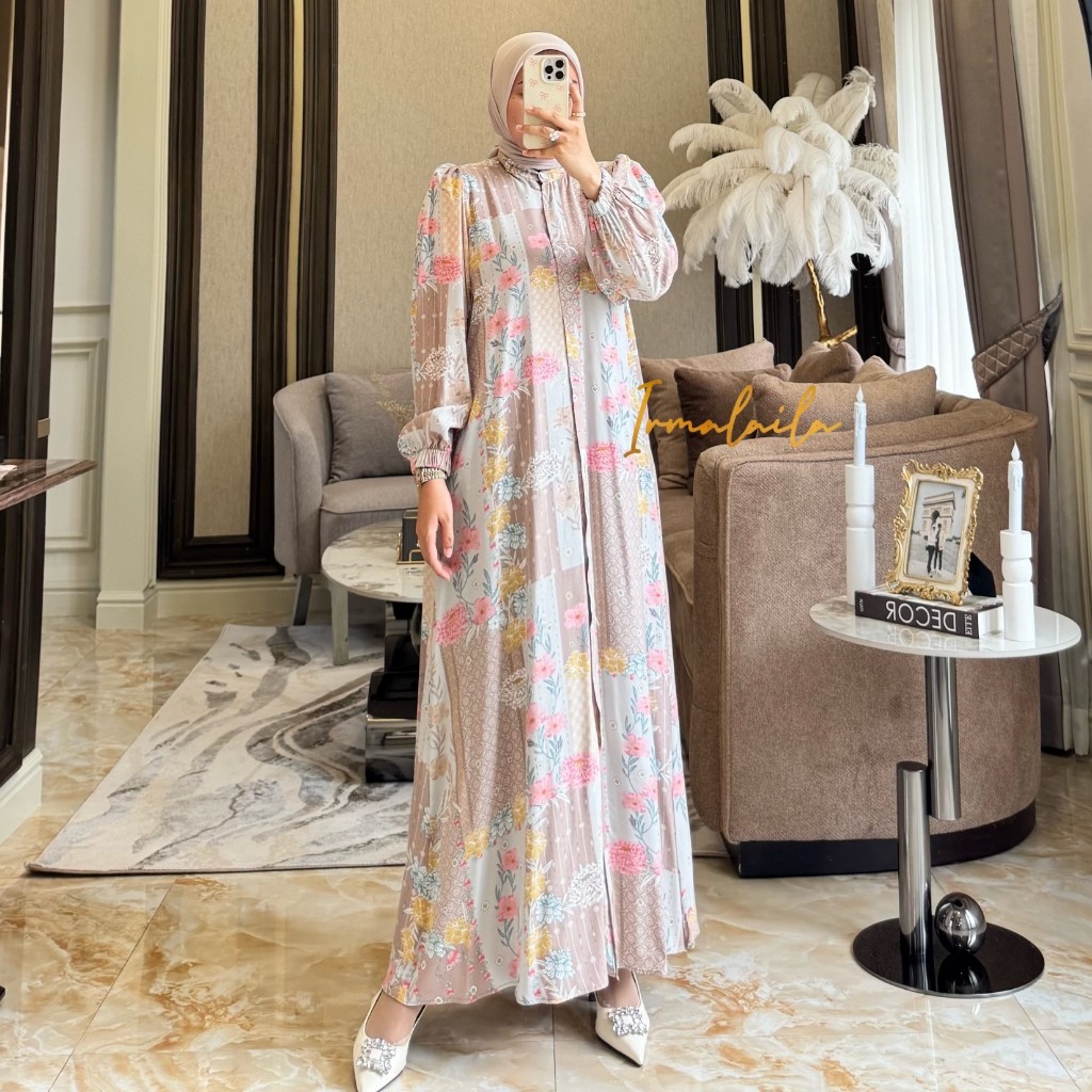 Maria Dress Gamis Wanita Panjang Rayon Motif Model Terbaru Simple Cantik Elegan By Irmalaila