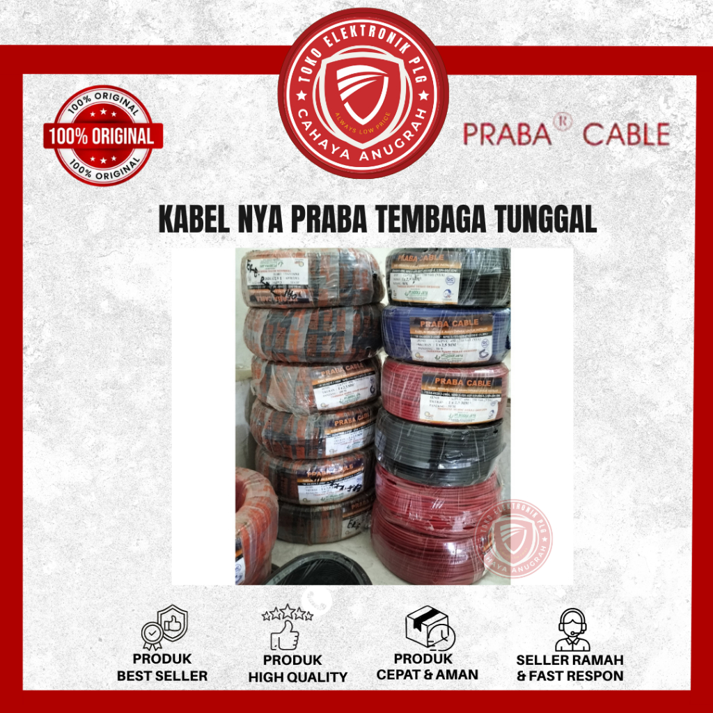 Jual Kabel praba listrik NYA tebal 1x1,5 mm praba tunggal 100 meter ...