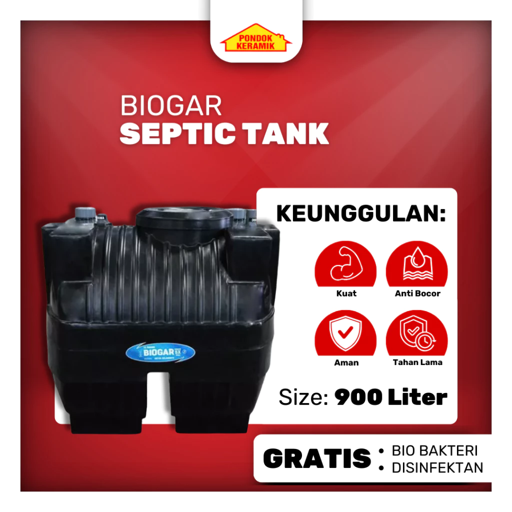 BIOGAR Septic Tank 900 liter Sepiteng Sepi Tank Tangki Septic Bio Septic Tank Hitam Bio Filter 5X Filtrasi Ramah Lingkungan