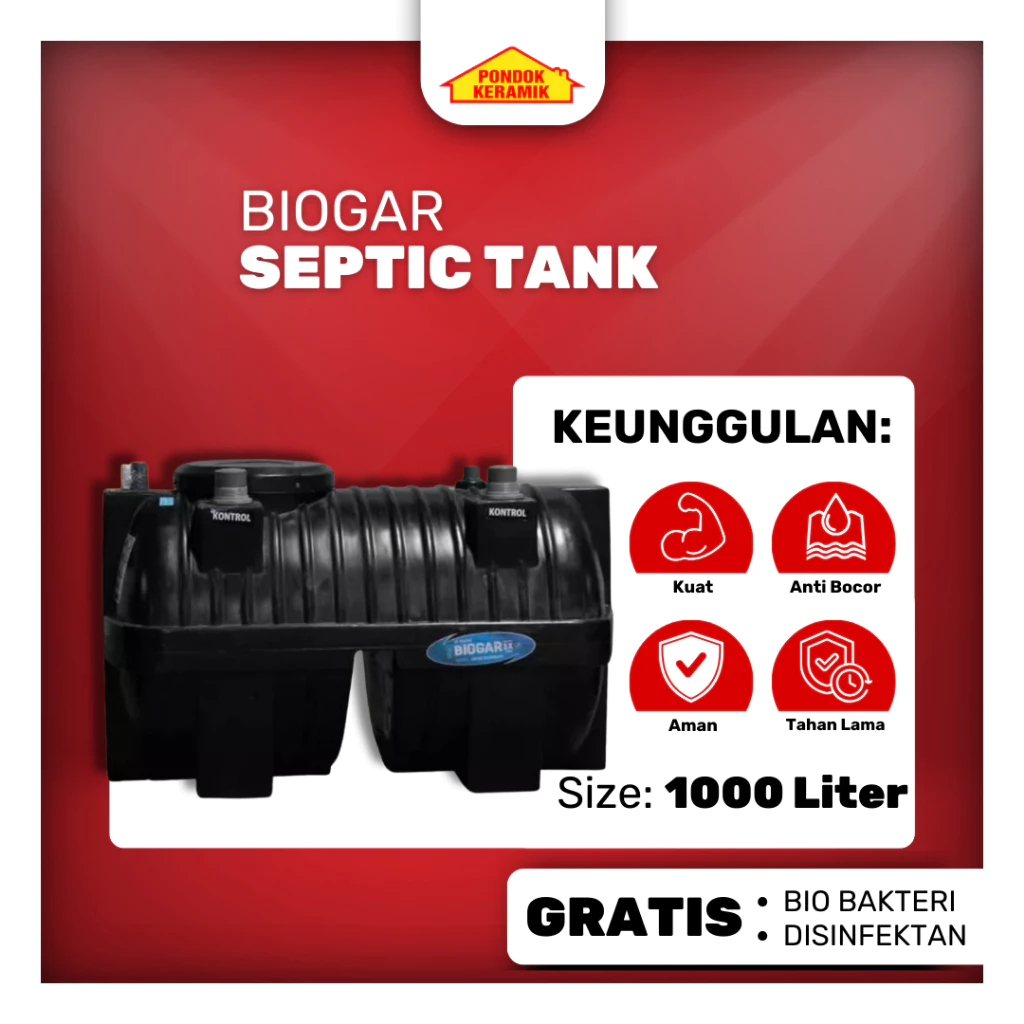 BIOGAR Septic Tank 1000 liter Sepiteng Sepi Tank Tangki Septic Bio Septic Tank Hitam Bio Filter 5X Filtrasi Ramah Lingkungan