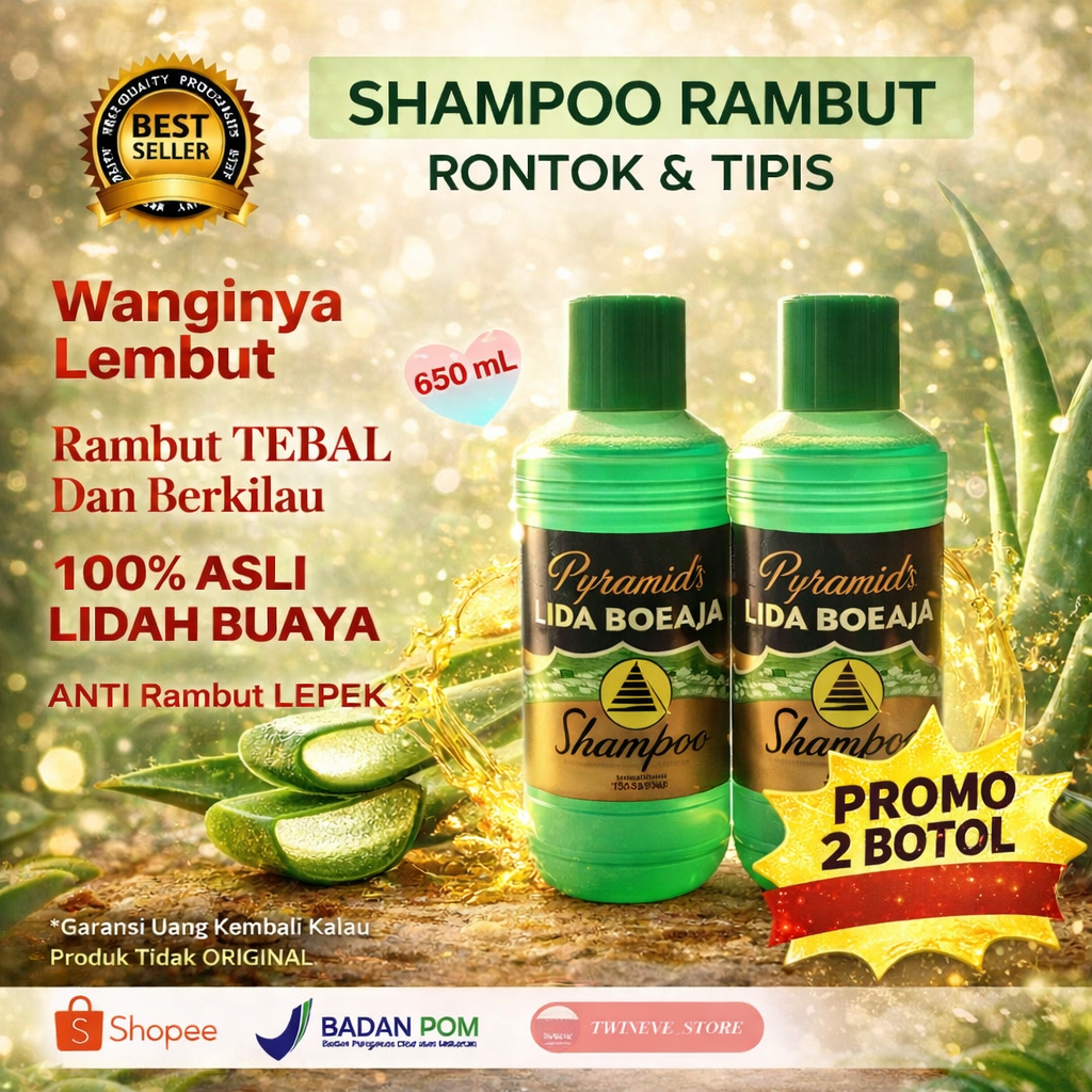PROMO 2 BOTOL SHAMPOO PENUMBUH RAMBUT BOTAK LIDAH BUAYA SHAMPO PENYUBUR RAMBUT ANTI RONTOK 650mL
