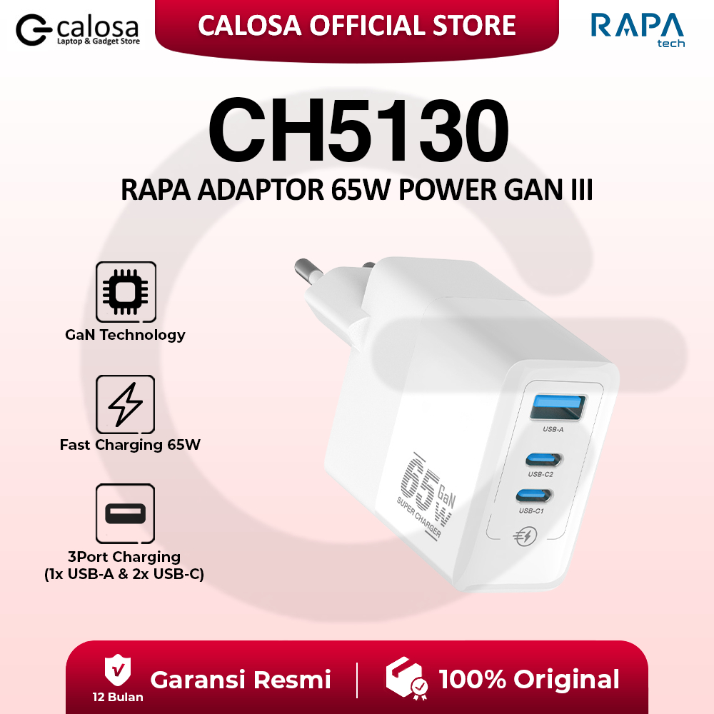 Jual RAPA ADAPTOR 65W CH5130 POWER GAN III CH 5130 Rapa tech fast ...