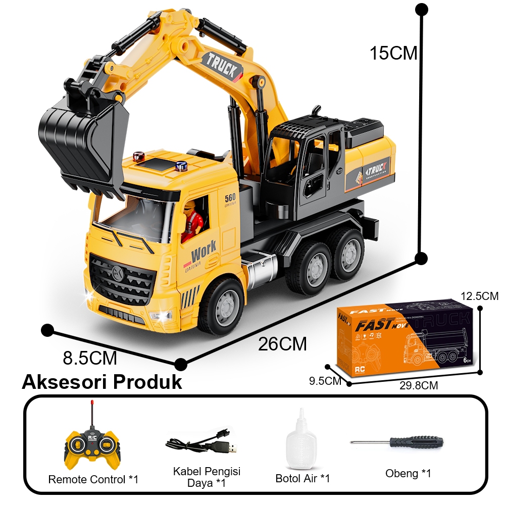 Bobo 2.4ghz Excavator Remote Control 16 Channel Rc Beko Besar Alloy Eskavator Se - foto 4