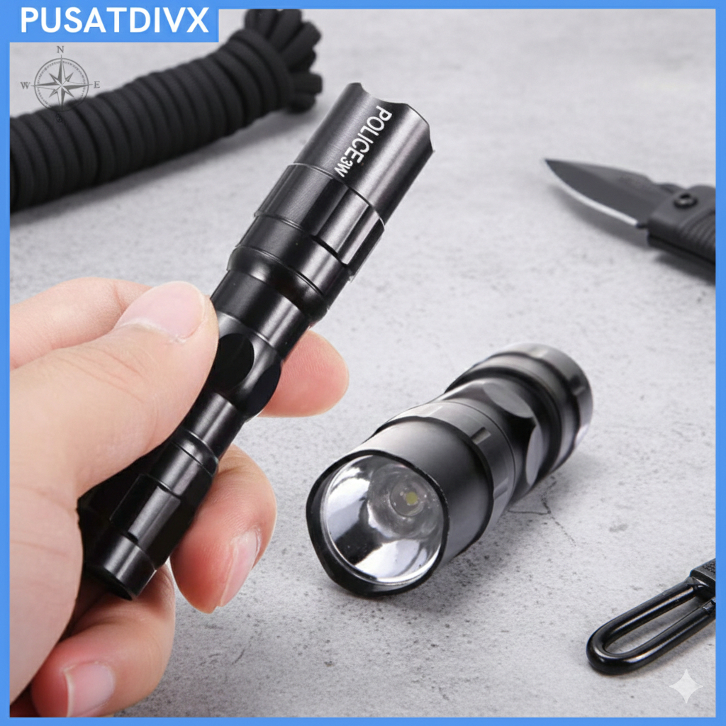 Jual SANJI SENTER LED FLASHLIGHT WATERPROOF 3W MINI POLICE LAMPU FLASH ...