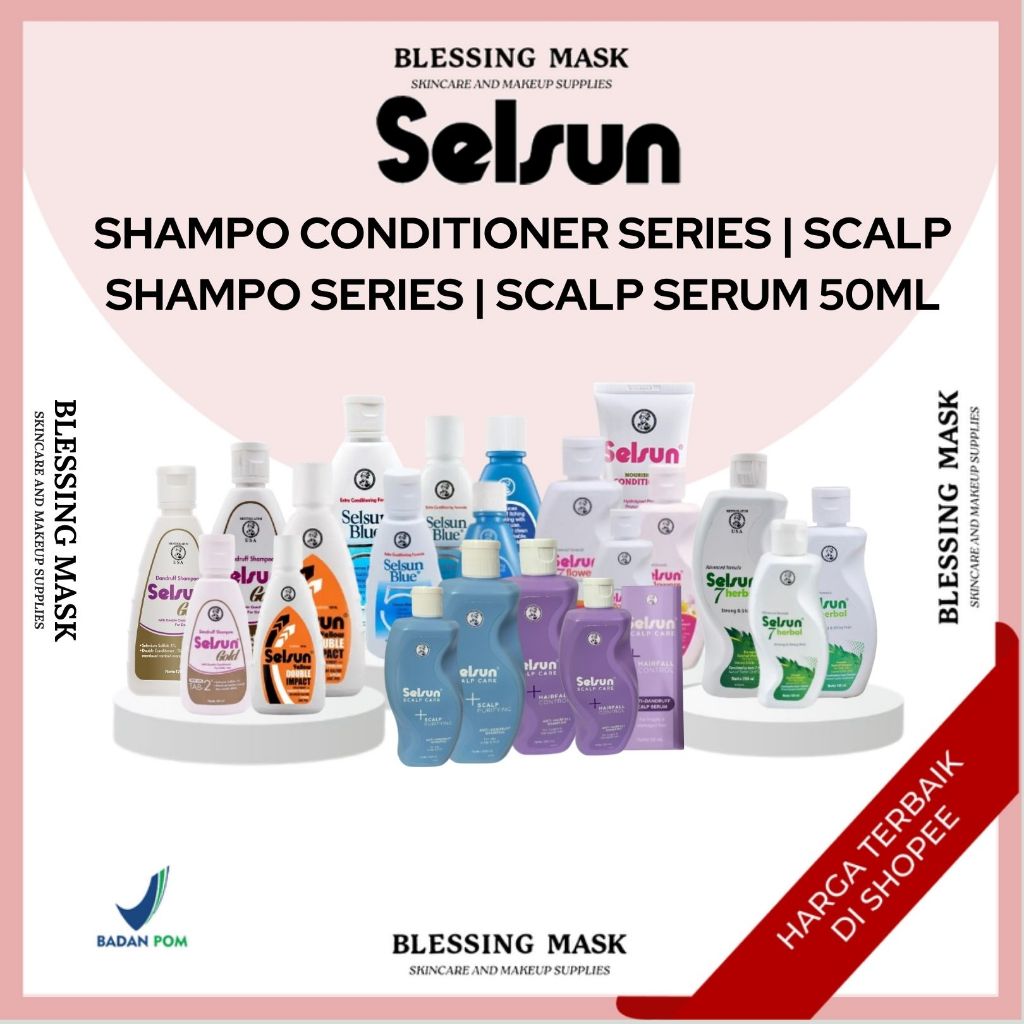 SELSUN Shampoo Conditioner Series | Shampoo Anti Ketombe Blue 5 Yellow Gold 7 Herbal Flowers