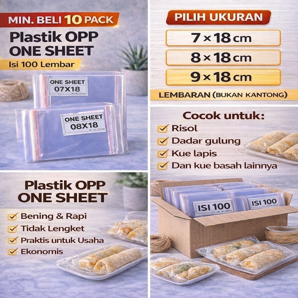Jual Plastik One Sheet Bungkus Risol, Dadar Gulung Ukuran 07 x 18, 08 x ...