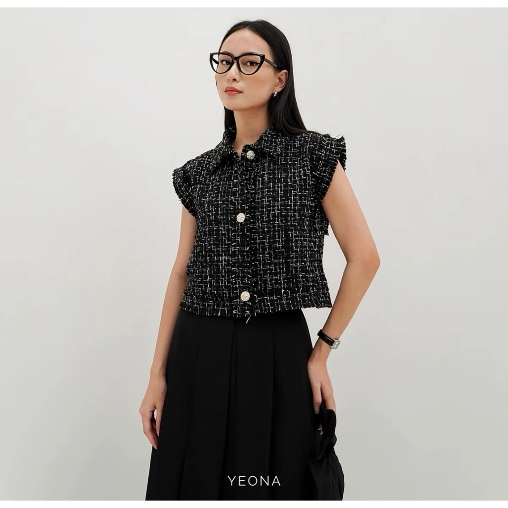 Jual YEONA KAL TOP TWEED VEST | Shopee Indonesia