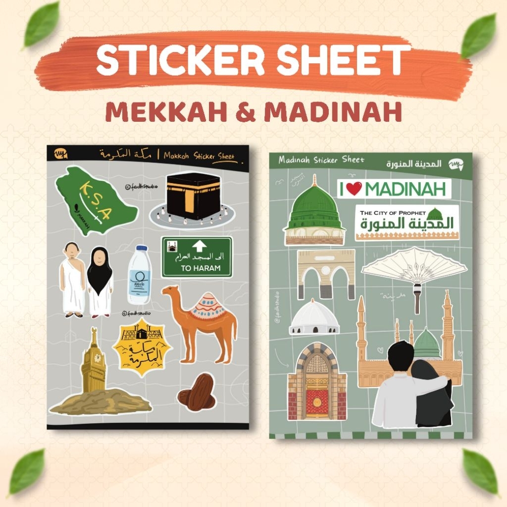 Jual Sticker Sheet bertema Makkah Ka'bah dan Madinah Masjid Nabawi ...