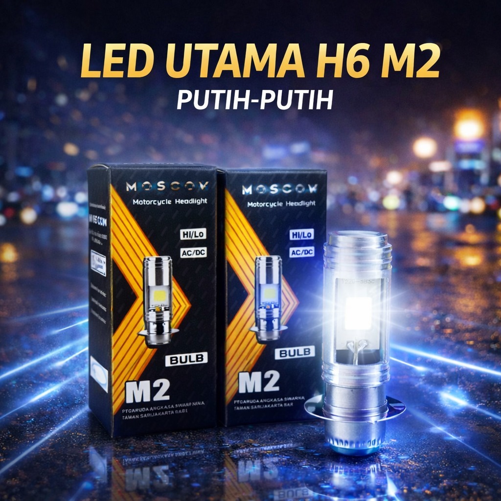 Jual LAMPU MOTOR UTAMA H6 MODEL 2 SISI ORIGINAL MOSCOW SOCKET H6 10 ...