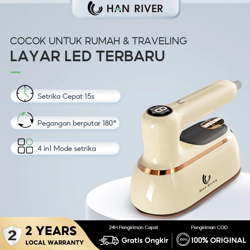 HAN RIVER setrika uap setrika traveling portable 15s penyetrikaan cepat layar pintar mode 4-in-1
