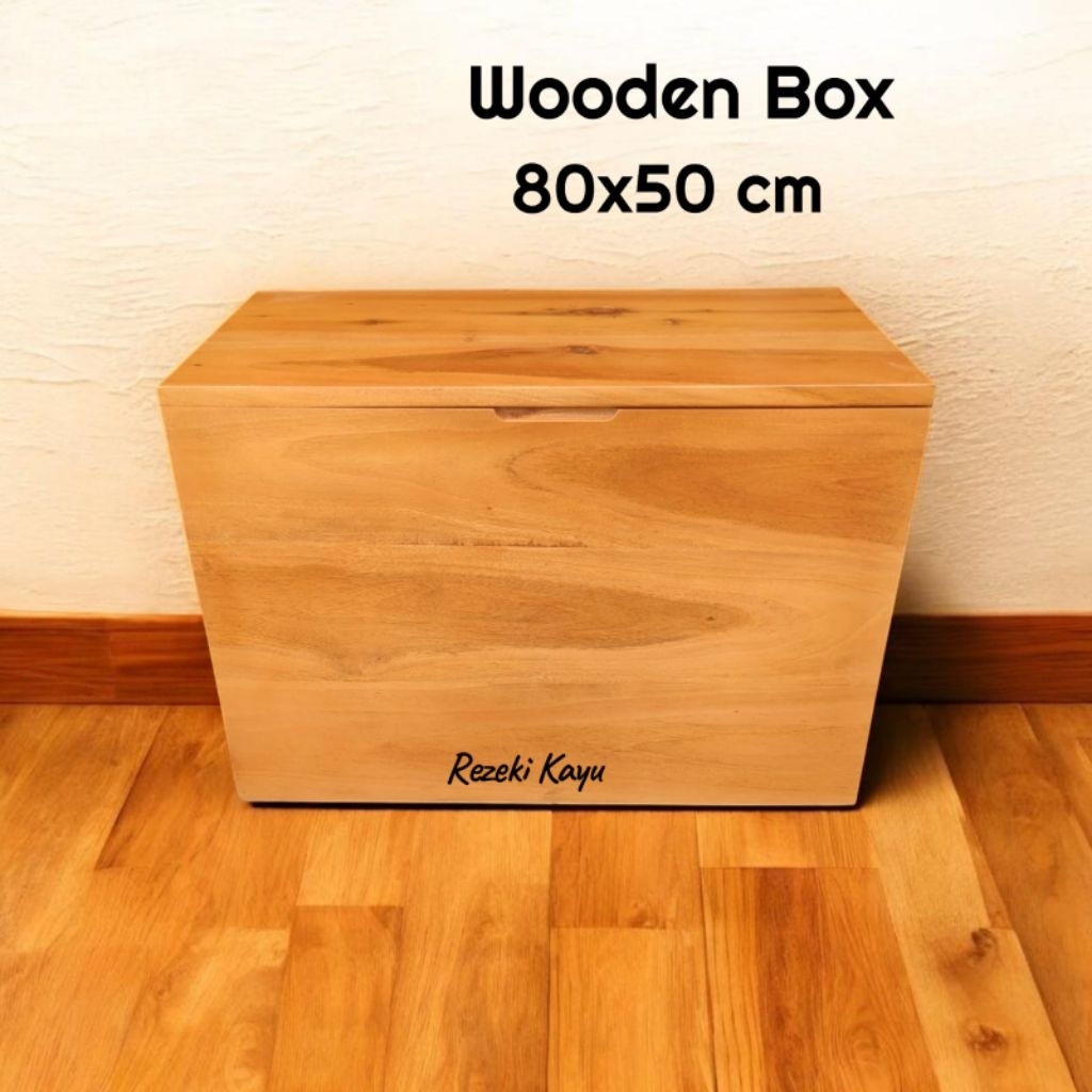 Jual Wooden box 80x50 cm wooden crate tutup kotak peti kayu storage box ...