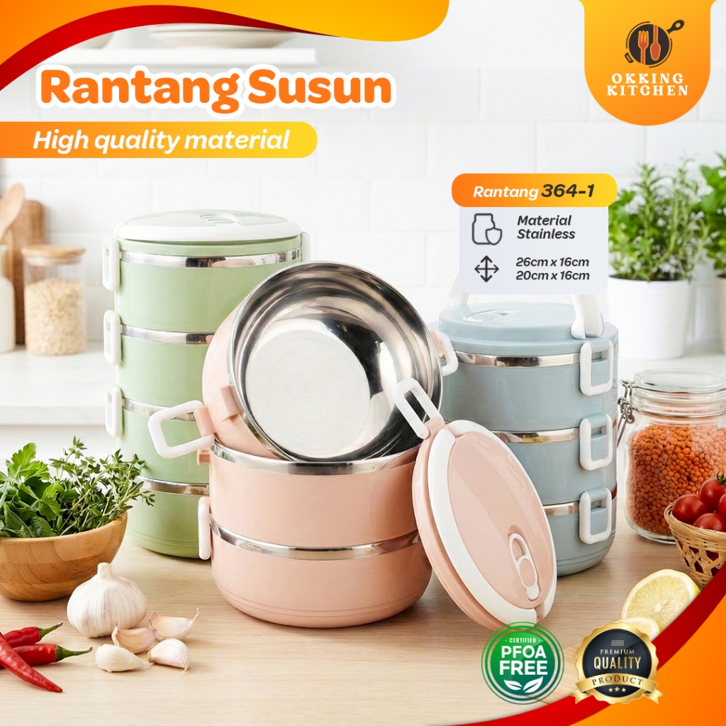 Jual Rantang lunch box 4 susun polos lucu elegan tempat bekel makanan ...