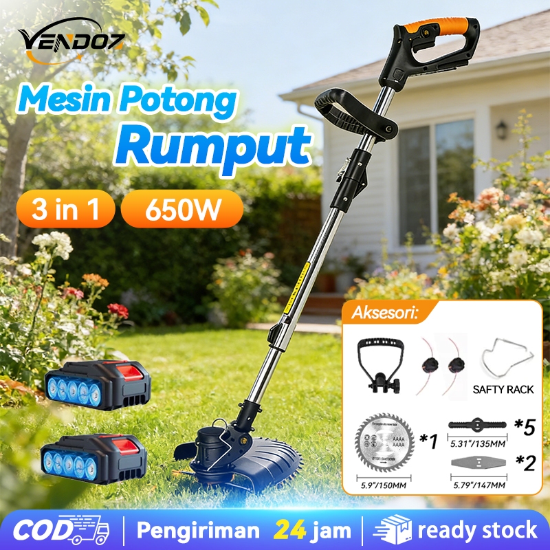 Jual Mesin Potong Rumput 650W 3 in1 Dengan Baterai Li-ion Listrik ...
