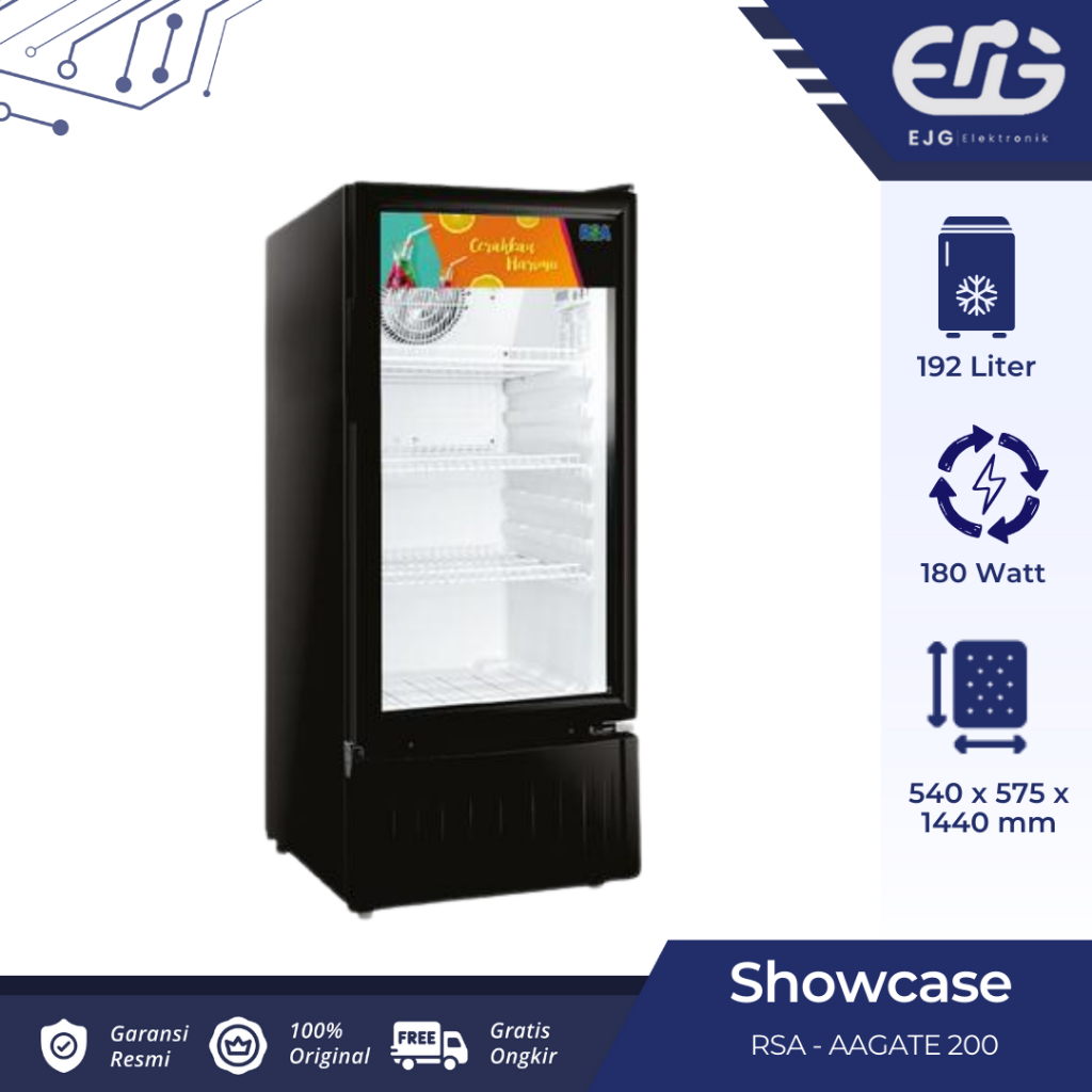Jual RSA Agate200R Showcase Cooler 3 Rak Agate-200R 191 Liter | Shopee ...