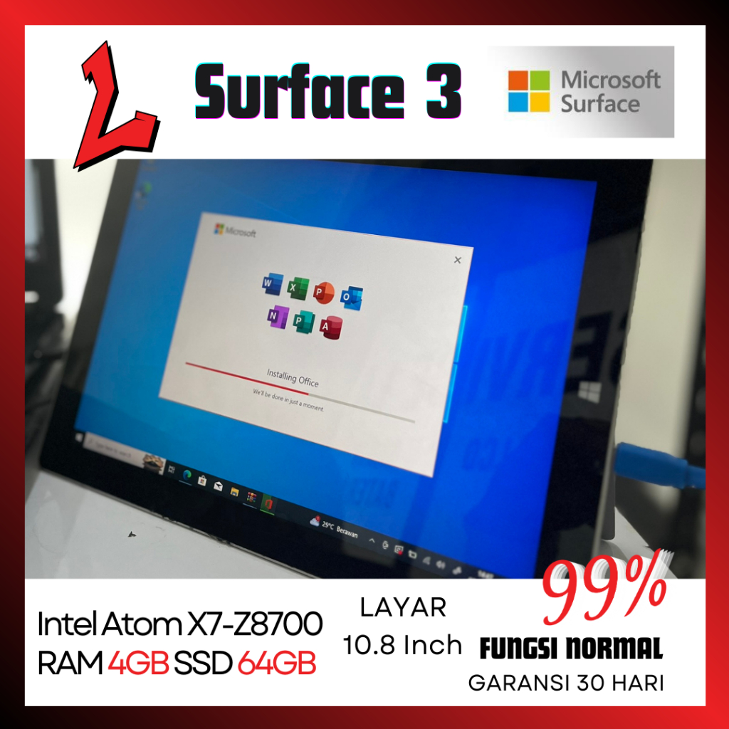 Jual Microsoft Surface 3 Atom X7 Lenovo X1 Tablet Gen 3 Core i5 RAM 8GB ...