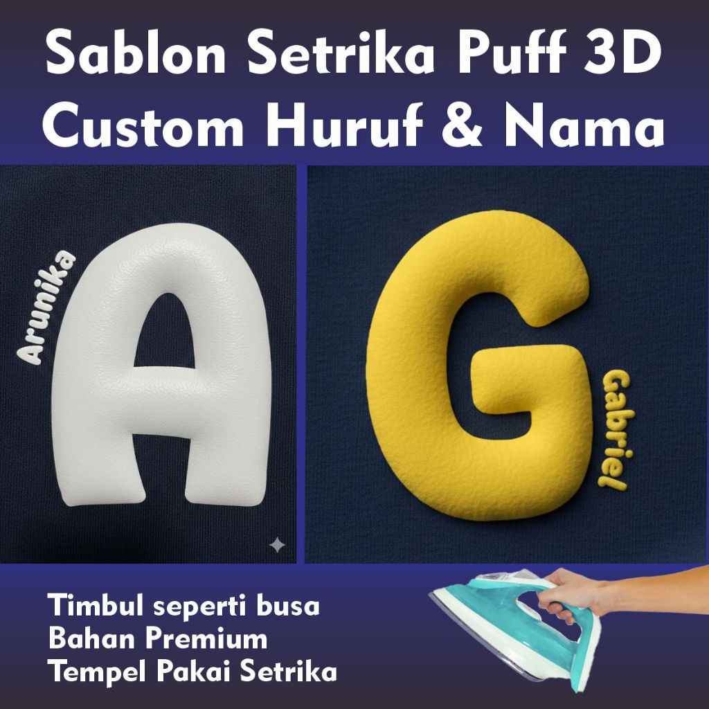Jual Stiker Kaos Sablon Setrika Custom Huruf Nama | Polyflex Puff ...
