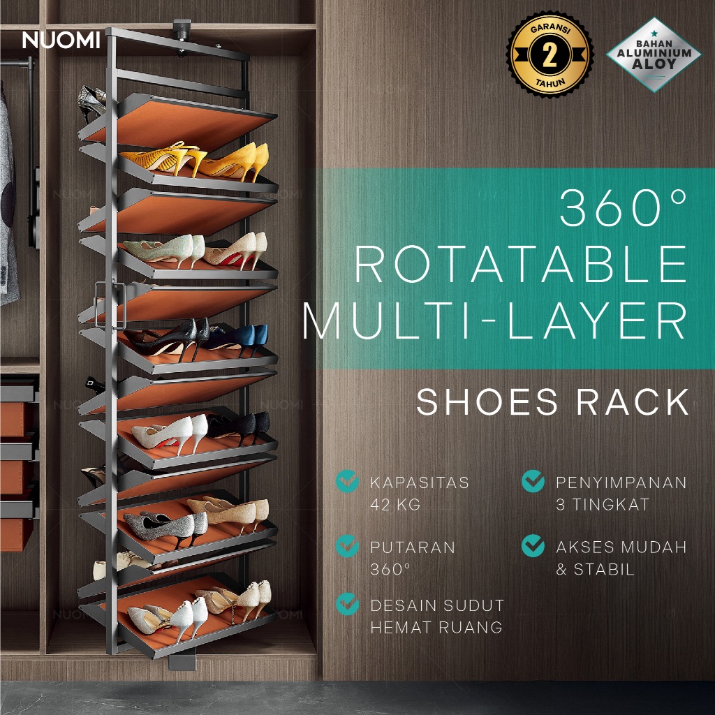 Jual Rak Sepatu Putar 360° Bertingkat Lemari Aluminium Nuomi – Ralphie ...