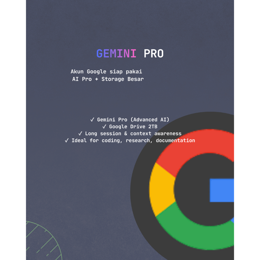 Jual Gemini Ai Pro 1 Tahun Garansi 2TB Storage. Google | Shopee Indonesia
