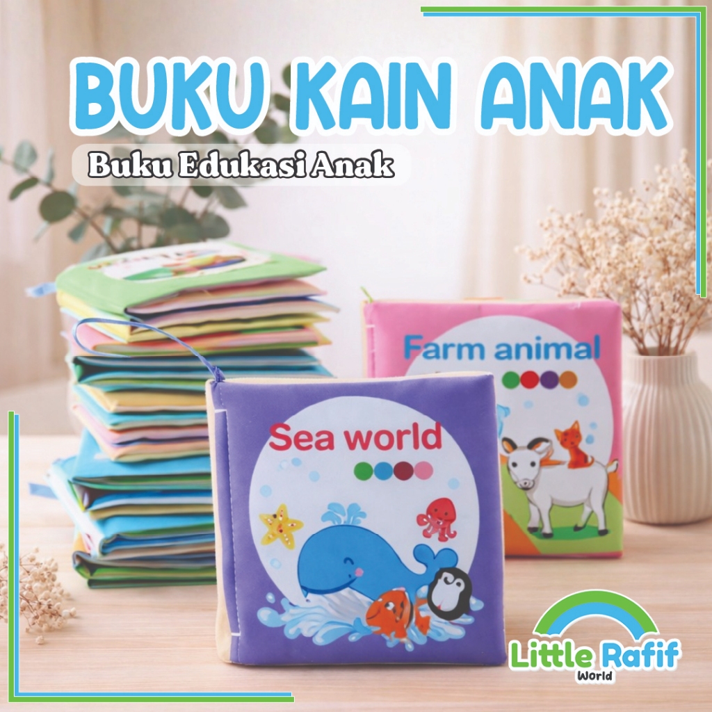 BUKU BANTAL MAINAN EDUKASI ANAK Buku Kain Bayi Karakter Anak Balita Belajar Cerita Gambar Edukatif Cloth Education Soft Book