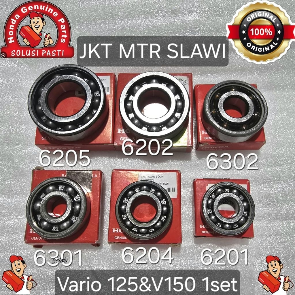 Jual laher, bearing gardan/rasio 1set/komplit isi 6pcs vario 125, vario ...