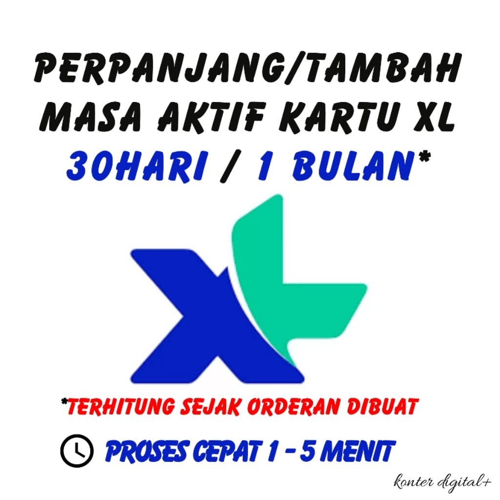 TAMBAH MASA AKTIF KARTU XL 1 BULAN | BERGARANSI