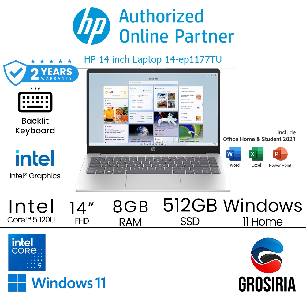 Jual HP Laptop 14 ep1177TU Core 5 120U 8GB 512GB 1DM 3200 SSD 14 FHD ...