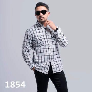 DGM Kemeja Flanel Pria Lengan Panjang Hitam Kotak Navy Garis Kuning Kemeja Pria Flanel Pria