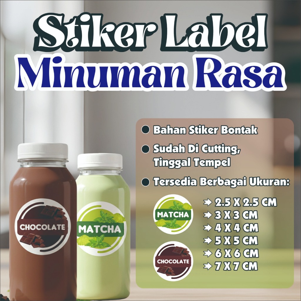 Jual STIKER MINUMAN RASA COKLAT MACTHA/STIKER LABEL MINUMAN RASA ...