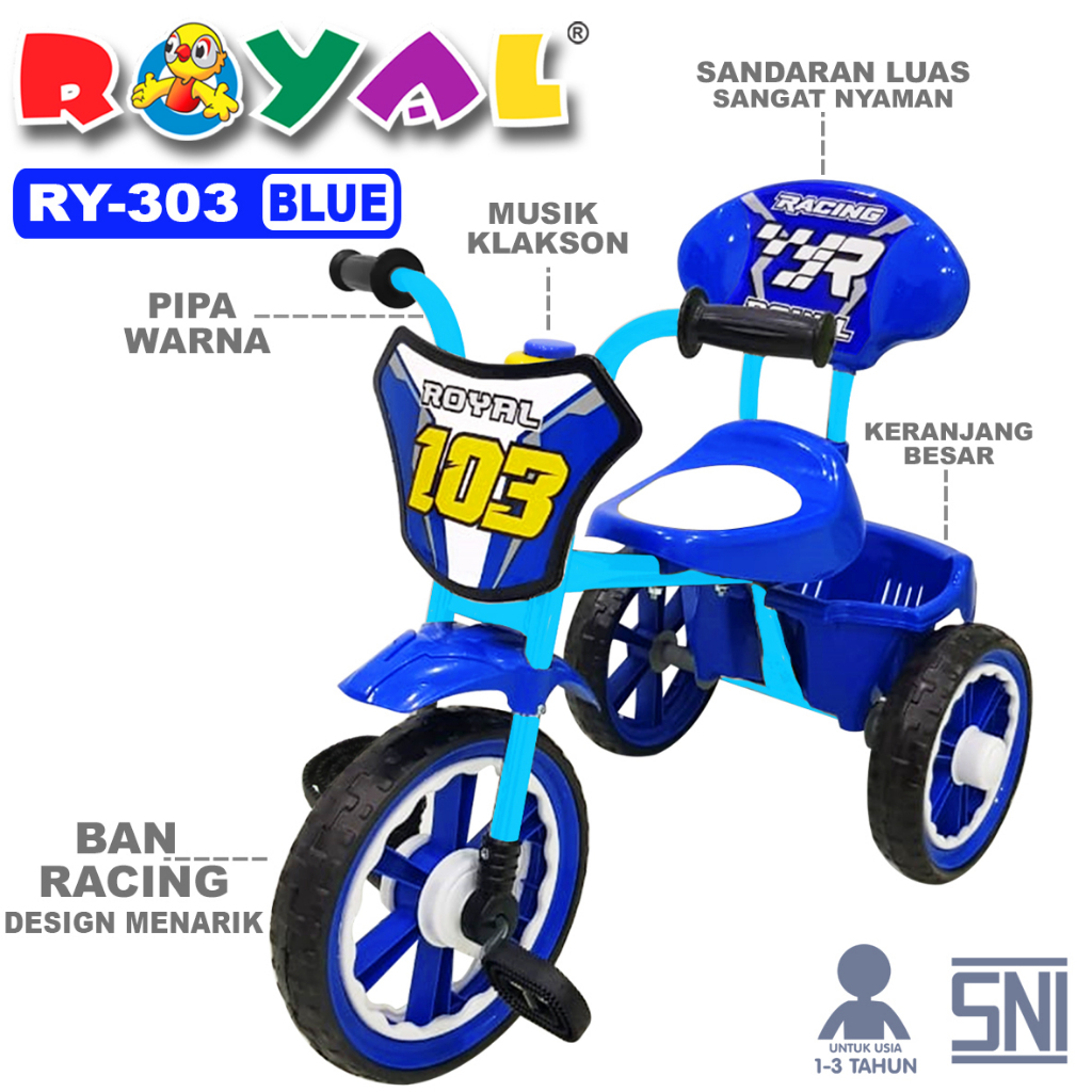 Jual SEPEDA RODA TIGA ANAK ROYAL 3IN1 RY 303 TRICYCLE RACING ANAK ...