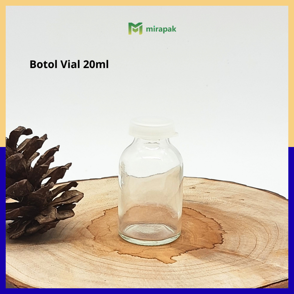Jual BOTOL VIAL 20ML KACA BENING TEBAL - TUTUP PLASTIK - BOTOL CAIRAN ...
