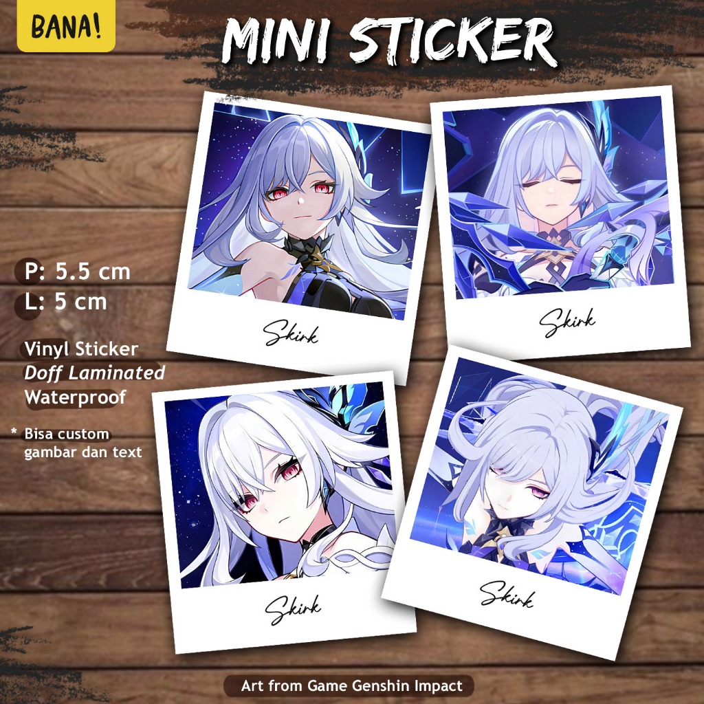 Jual Stiker SKIRK Genshin Impact Premium Anime (ISI 4 Pcs) Bentuk Kotak ...