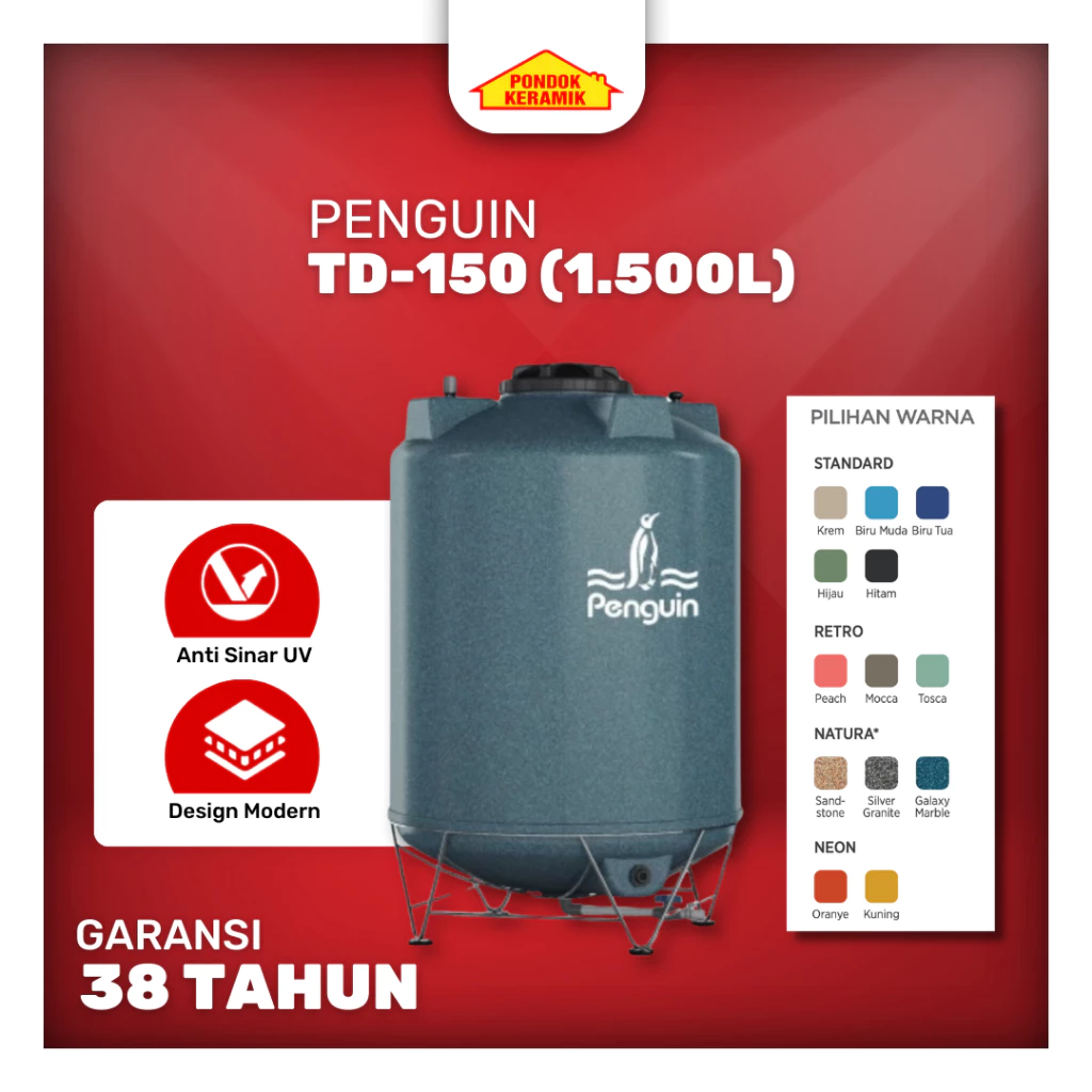 Penguin TD-150 1500 Liter Toren Tandon Tangki AIr Total Drain Tank