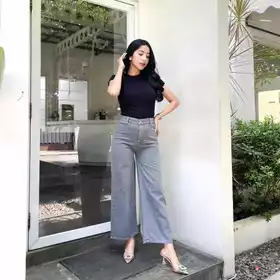 Aqila Fashion Higwaitshigh Waist Kulot Jeans Wanita Premium Asli Jeans Tebal